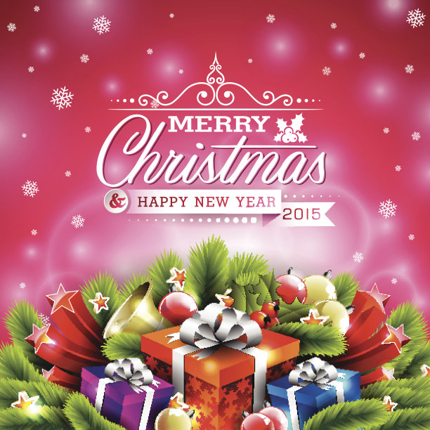 圣诞节插画：排版设计和闪亮的节日元素图片下载