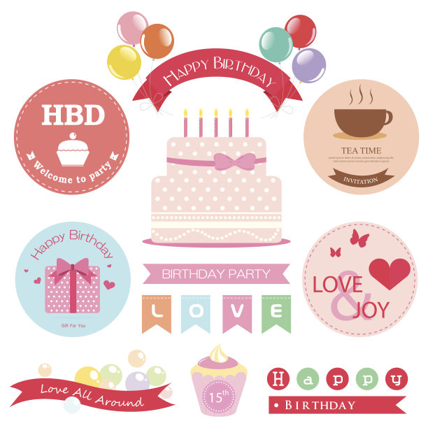 生日标签和图标图片下载