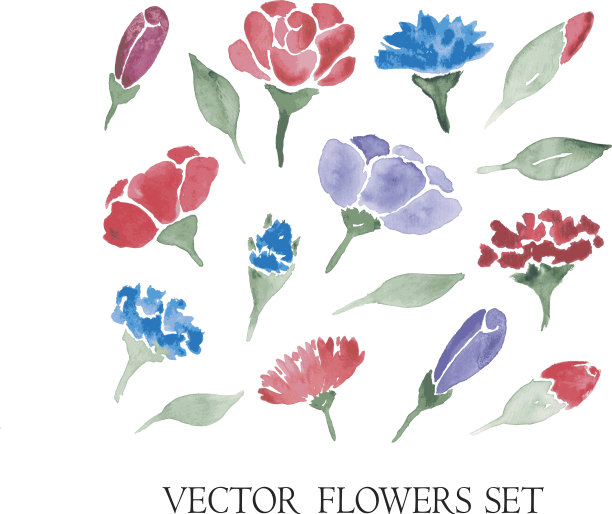 矢量集水彩花素材图片