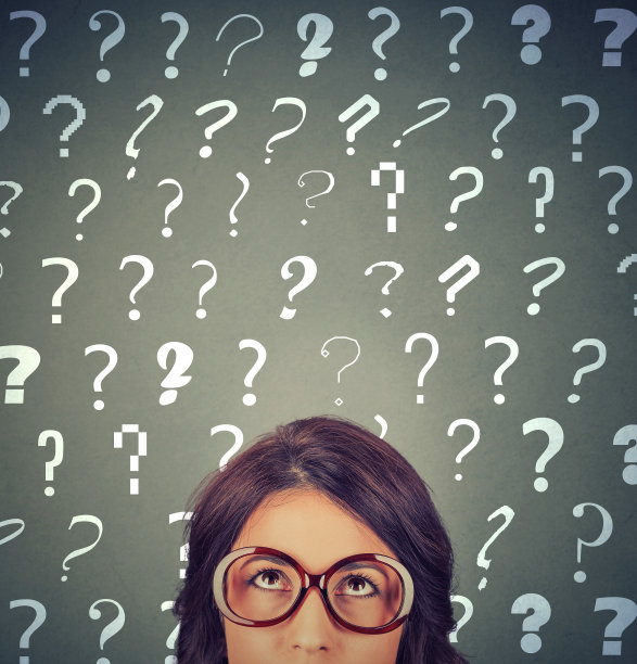 头上有很多问号的女人图片下载