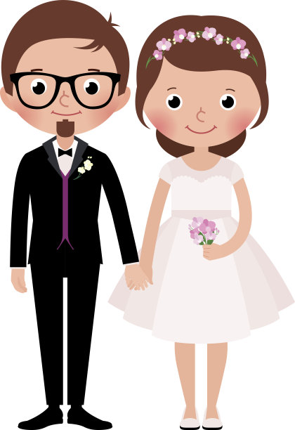 幸福的一对新婚夫妇和新郎图片下载