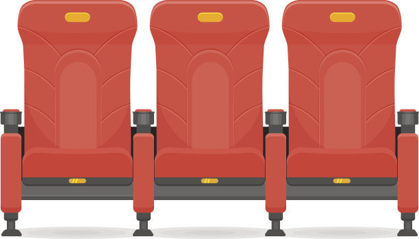 红色舒适逼真的电影座位矢量插图孤立图片下载