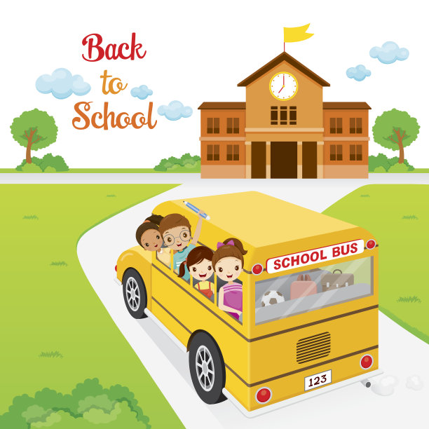 坐校车上学的孩子们图片下载