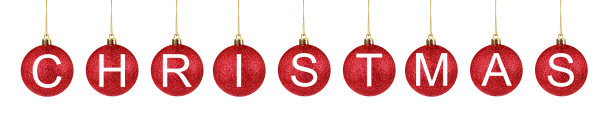 红色的球与文字圣诞在白色的背景图片下载