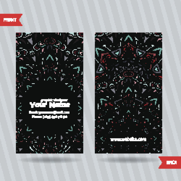 矢量模板一套与涂鸦彩色装饰名片图片下载