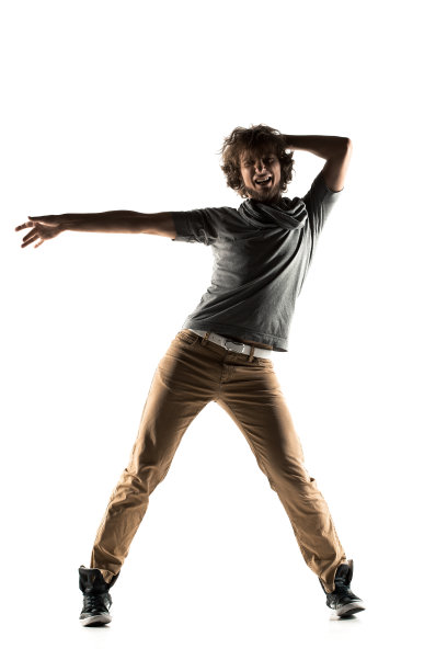 现代风格的舞者在工作室背景摆姿势图片下载