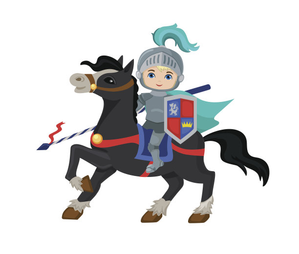 勇敢的骑士骑着马准备战斗。图片下载