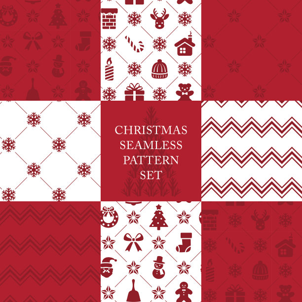 圣诞无缝图案套装图片下载