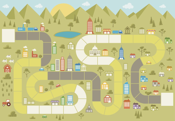 在城市中有路径的棋盘游戏图片下载