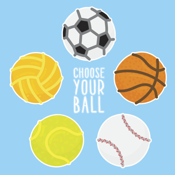 运动球矢量插图设置在蓝色背景图片下载