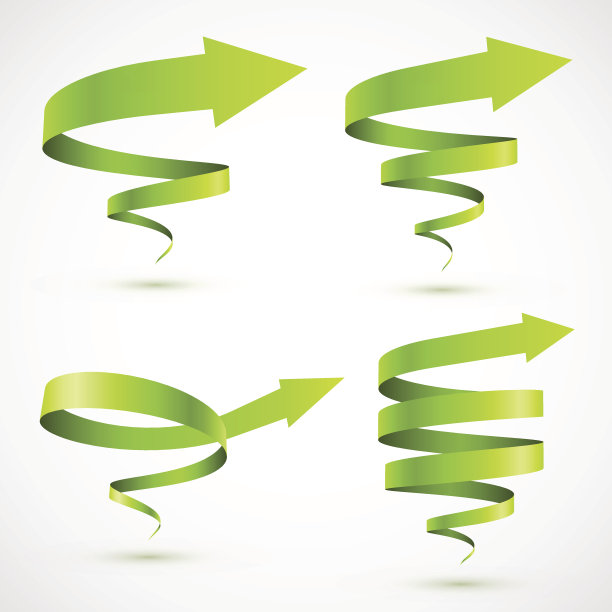 一组绿色螺旋箭头图片下载