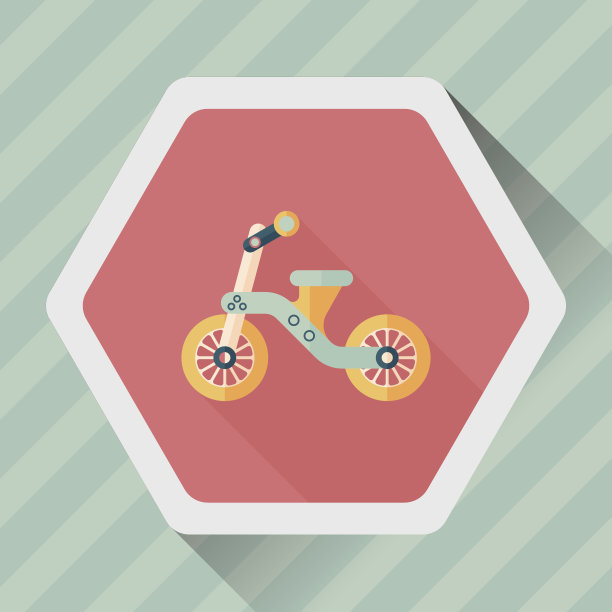 儿童三轮车平面图标与长影子，eps10图片下载