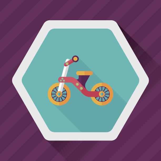 儿童三轮车平面图标与长影子，eps10图片下载
