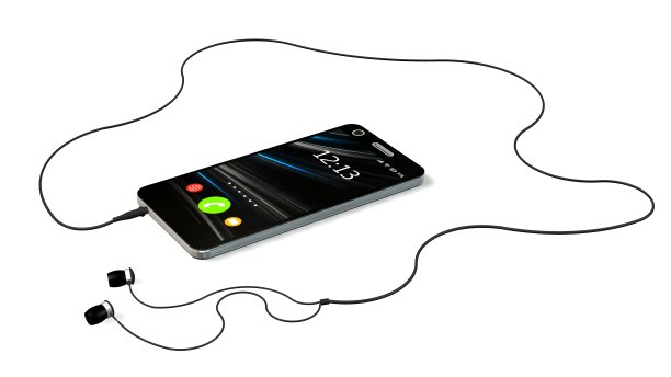 智能手机与耳机隔离白色图片下载