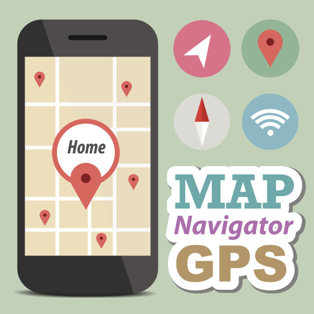 导航概念智能手机与图标图片下载