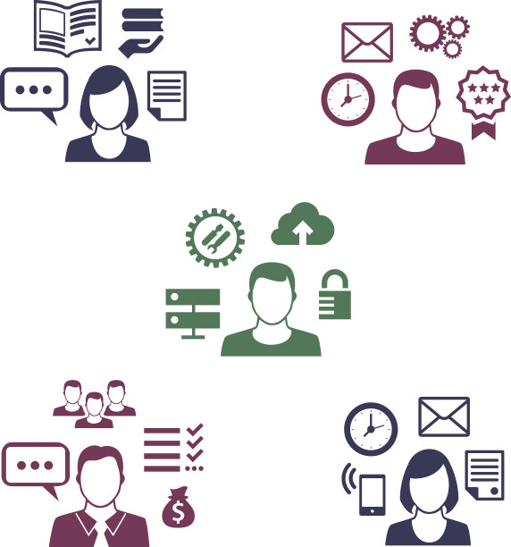 不同员工的图标与他们的专长图片下载