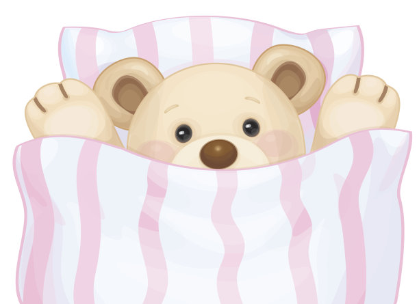 带病熊在床上。图片下载