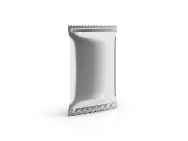 空白锡箔食品袋包装透视在白色背景图片下载