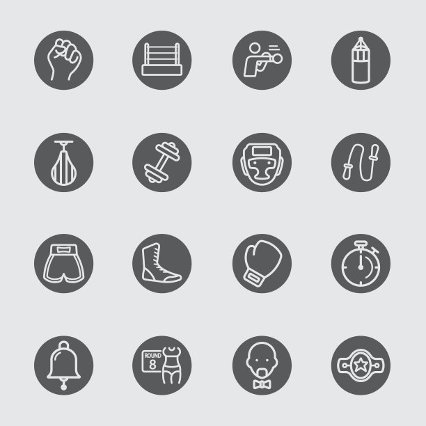 拳击黑圈线图标图片下载