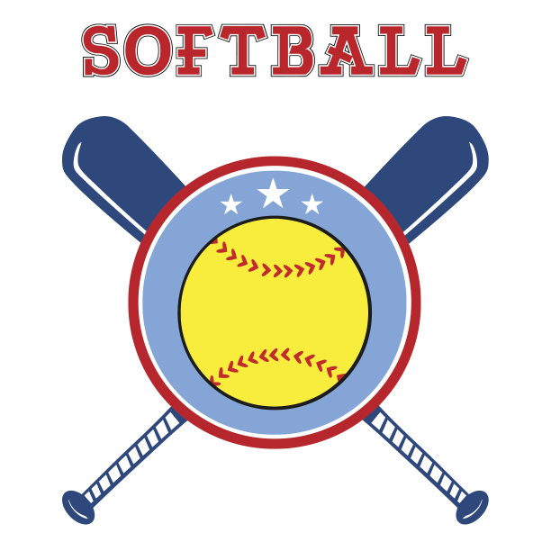 垒球越过交叉蝙蝠标志设计与文本图片下载