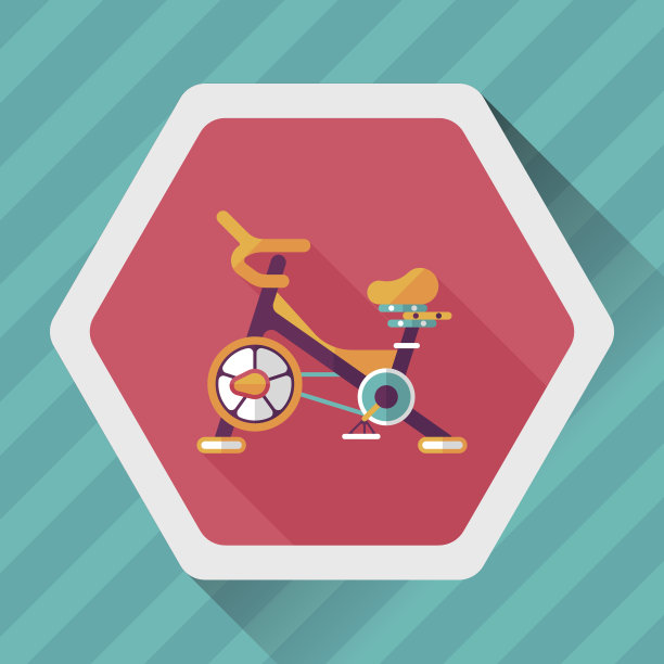 运动自行车平面图标与长影子，eps10图片下载