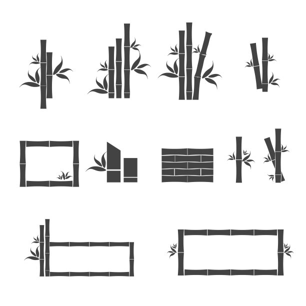 绿色的竹子图标。素材图片