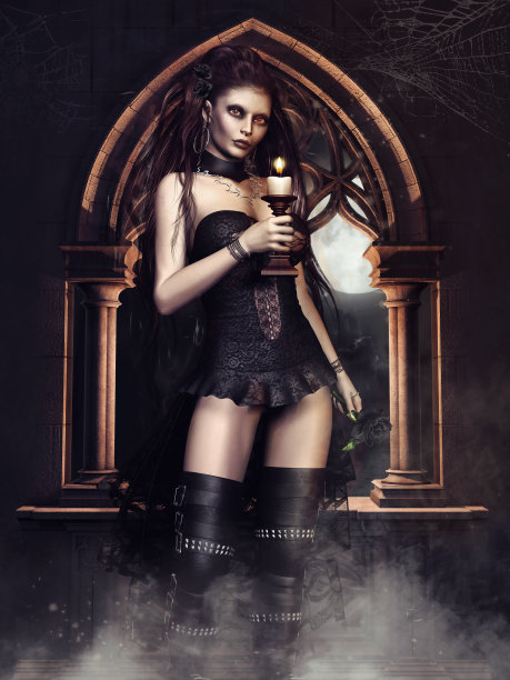 拿着蜡烛的吸血鬼女孩图片下载