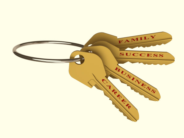 3D插图金钥匙，开启成功之路。图片下载