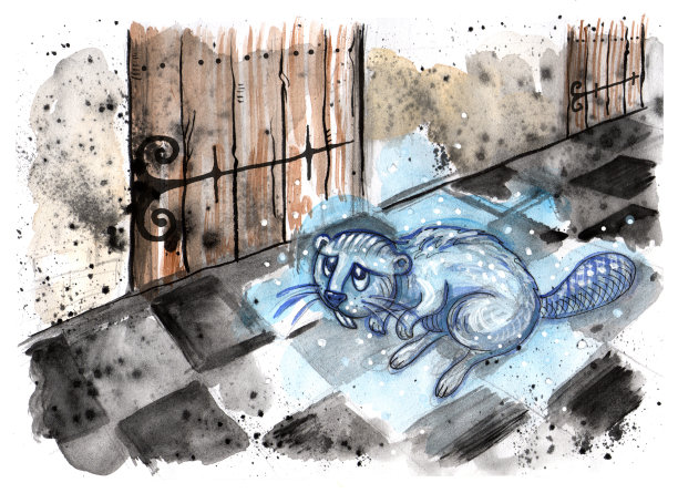 水彩画的神奇海狸图片下载