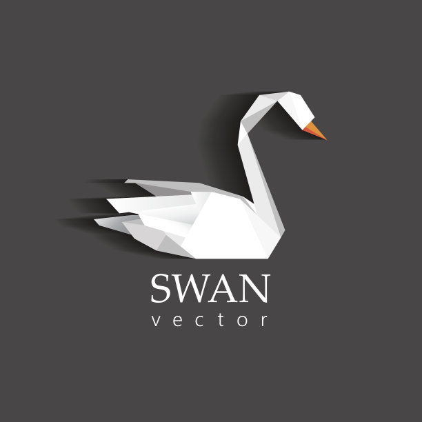 天鹅折纸低多边形图标的商业视觉识别图片下载