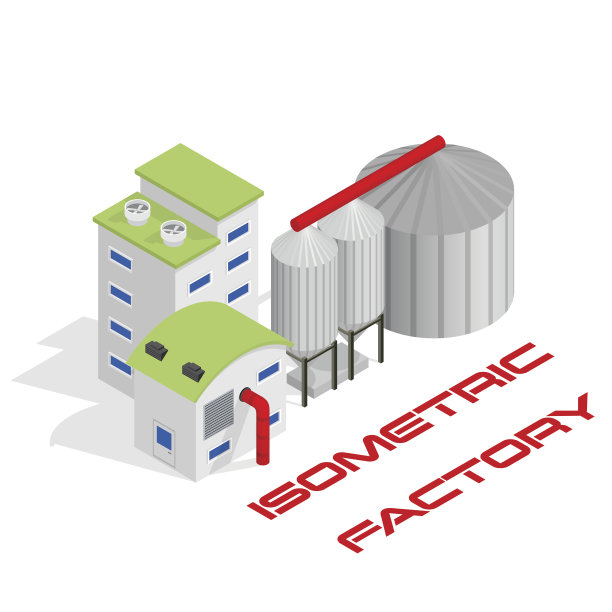 向量等距现代工业制造工厂建筑的标志图片下载