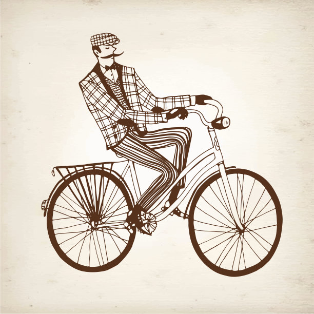 复古自行车矢量插图图片下载