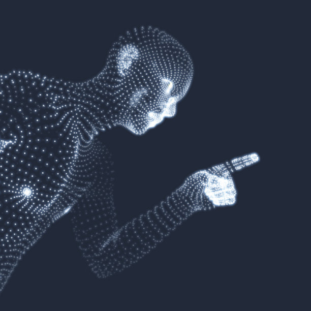 男人指着他的手指的3D模型素材图片