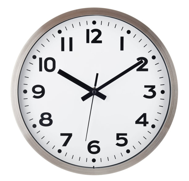 挂钟孤立在白色上。十近十。图片下载