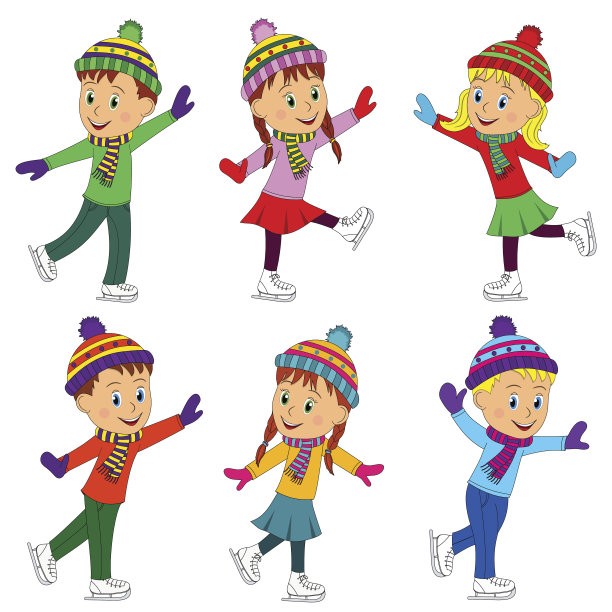 男孩和女孩溜冰收藏图片下载