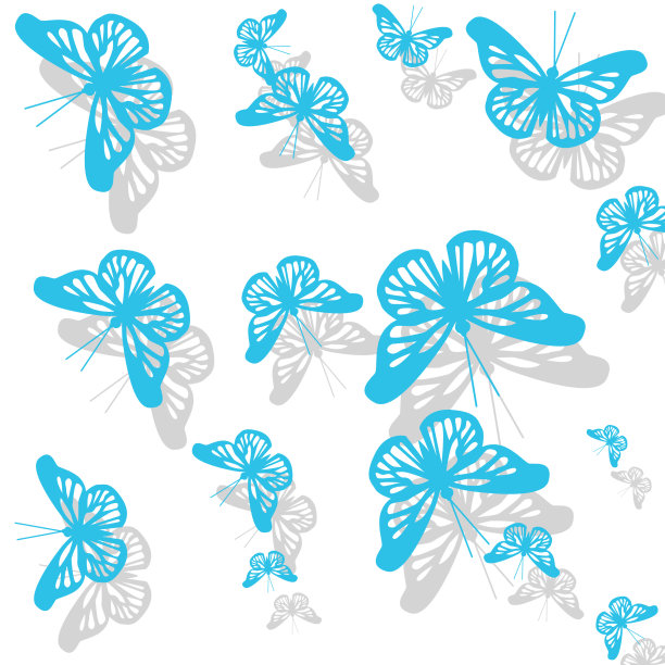 图案与蓝色的春天蝴蝶图片下载