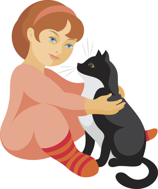 女孩和猫图片下载