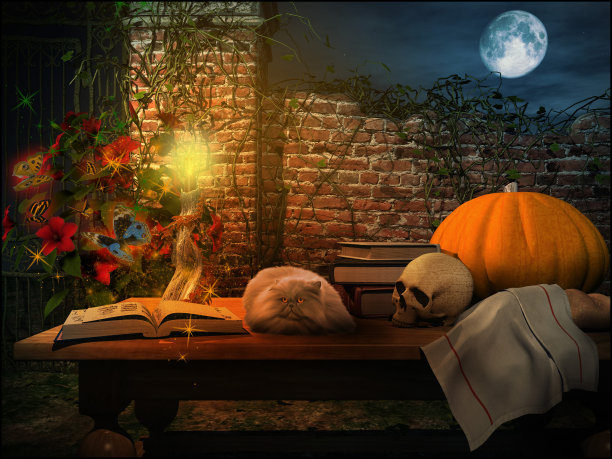 色彩斑斓的万圣节风景图片下载