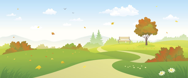 秋天的森林通路素材图片