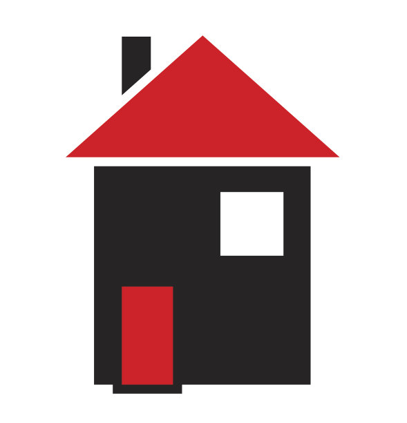 房子与门和屋顶红色图标矢量隔离在白色背景。图片下载