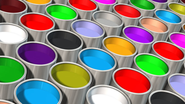 彩色金属油漆桶，用于油漆图片下载