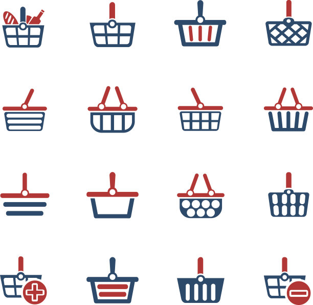 购物篮图标集图片下载