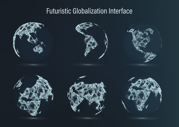 世界地图点集。北美。南部。非洲。亚洲。欧洲。澳大利亚和大洋洲。矢量插图。未来的数字地球。科学技术文摘图片下载
