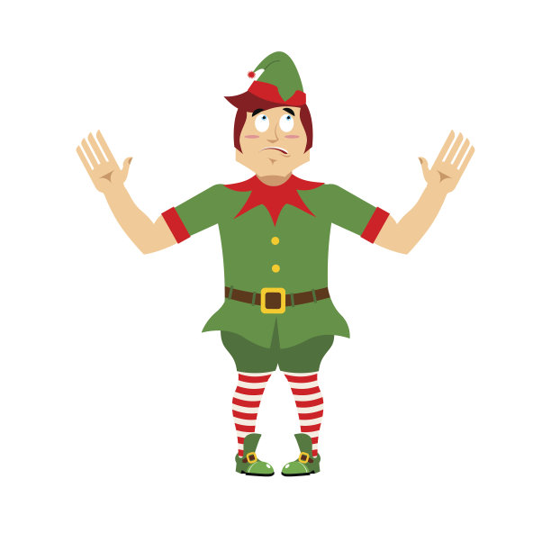 惊讶的圣诞精灵举起双手图片下载
