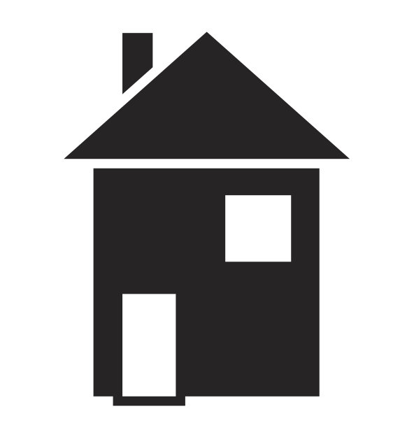 黑白小房子图标矢量孤立在白色背景。图片下载