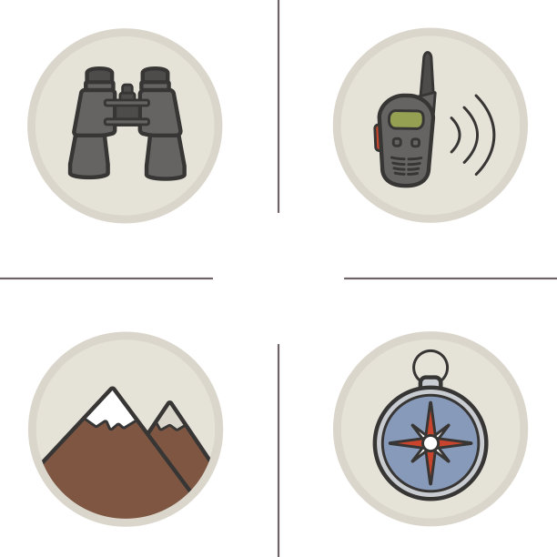 露营和徒步旅行的设备图标图片下载