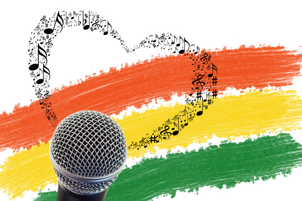 心脏收集的音乐音符与麦克风雷鬼bac图片下载