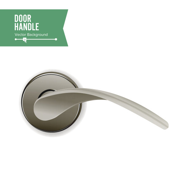 门把手向量。现实经典元素孤立在白色背景。金属门把手锁。股票插图图片下载