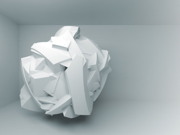 抽象三维背景与白色飞行混沌物体图片下载