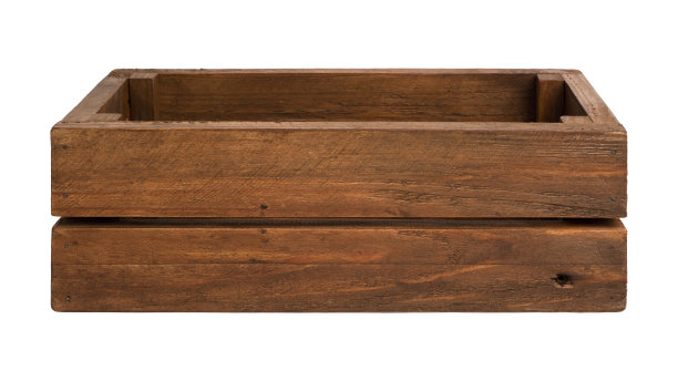 空的老化木箱孤立在白色的背景图片下载